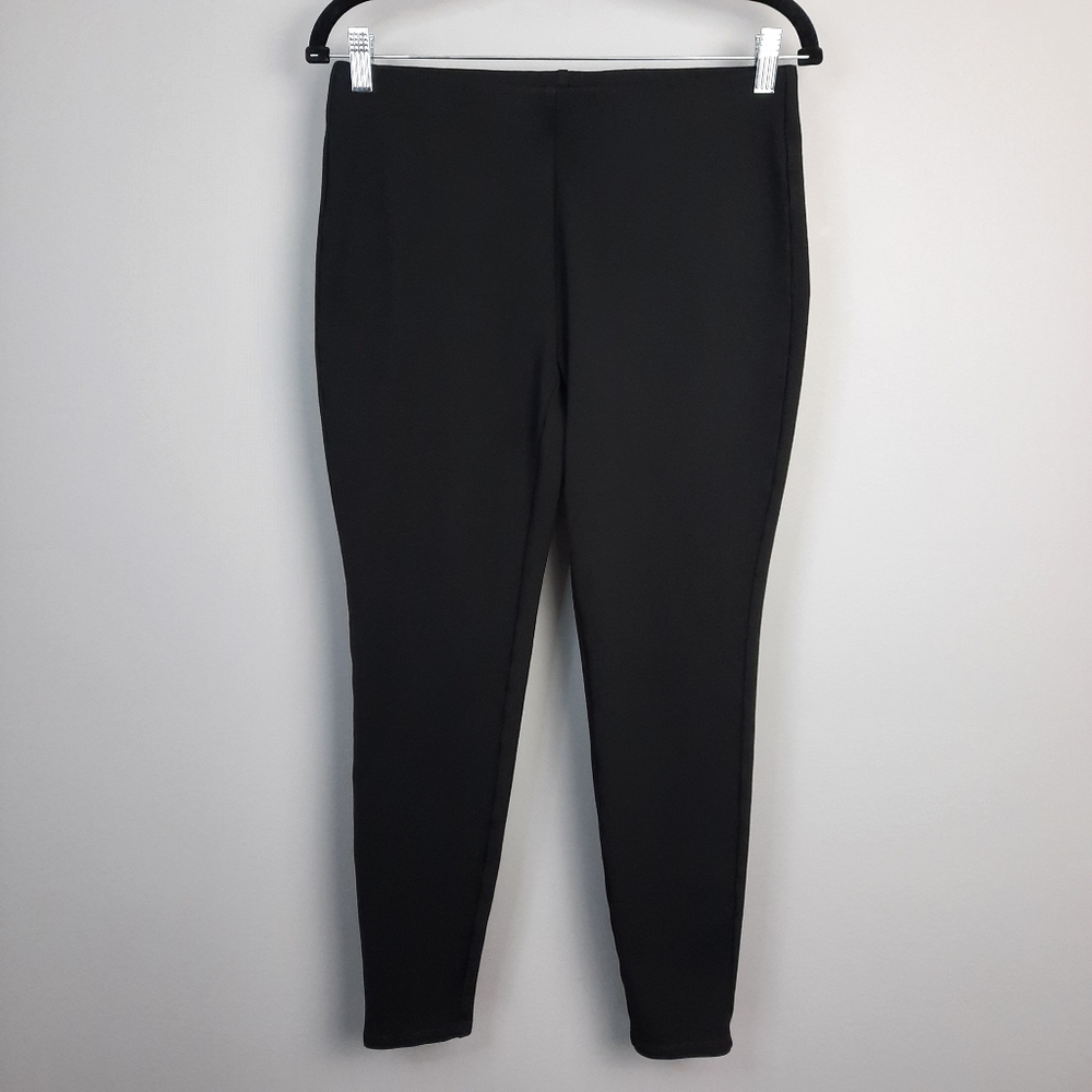 Chico's Black Midrise Pull On Skinny Ankle Length Office Ponte Pants size 4